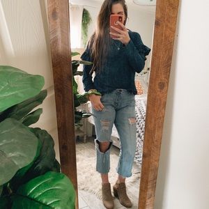 Universal Thread Indigo Blue Ruffle Long Sleeve Tee